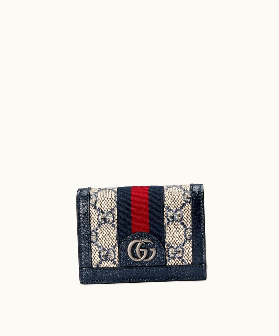 Gucci Gucci Ophidia GG Card Case Wallet Beige And Blue Supreme