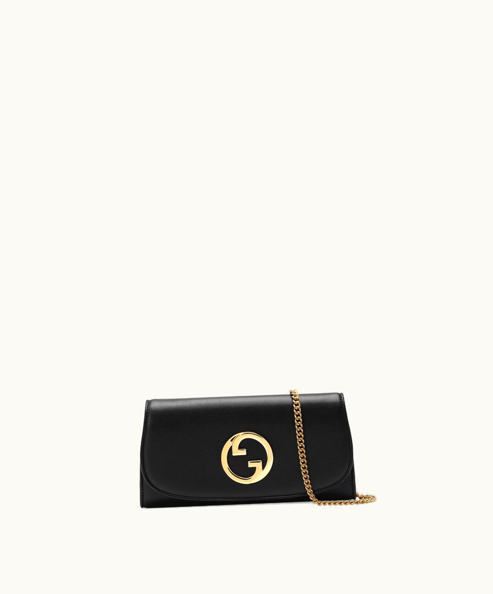 Gucci Gucci Blondie Continental Chain Wallet Black Leather