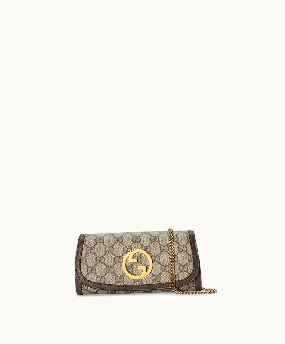 Gucci Gucci Blondie Continental Chain Wallet Beige And Ebony Supreme
