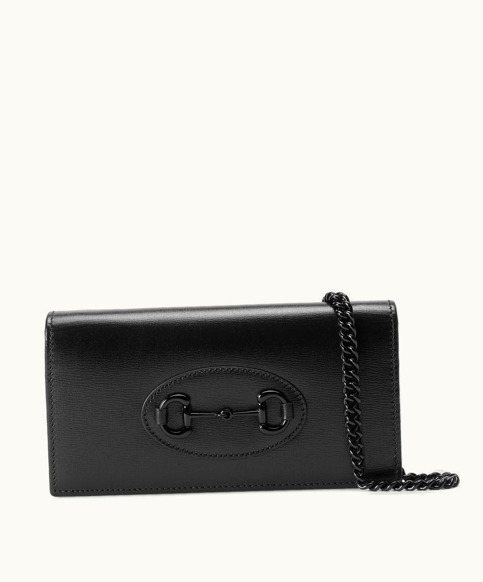 Gucci Gucci Horsebit 1955 Wallet With Chain Black Leather
