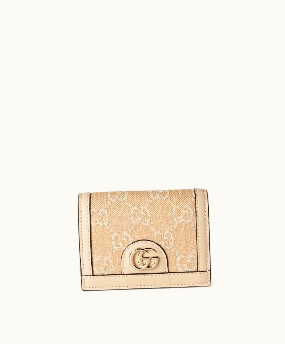 Gucci Gucci Ophidia GG Card Case Wallet Light Beige Denim