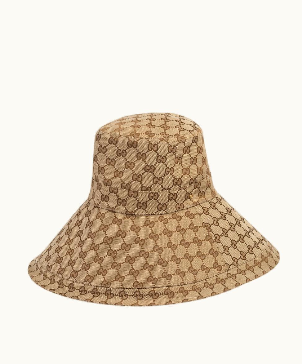 Gucci Gucci GG Canvas Wide Brim Hat Beige And Ebony