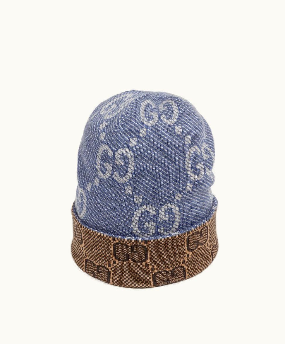 Gucci Gucci Reversible GG Wool Hat Navy And Brown