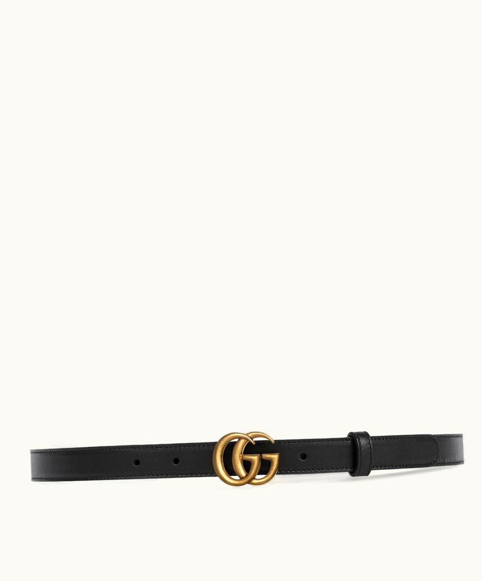 Gucci Gucci Double G Smooth Leather Belt Black