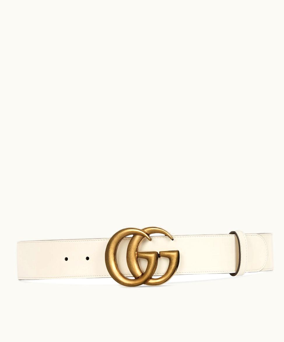 Gucci Gucci Vintage Double G White Leather Belt