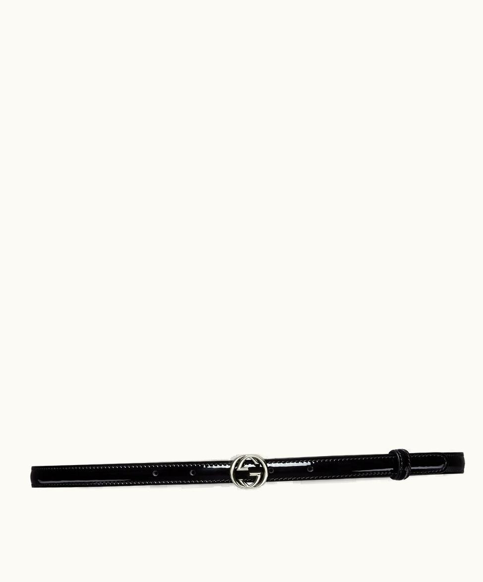 Gucci Gucci Patent Double G Belt Black Patent Leather