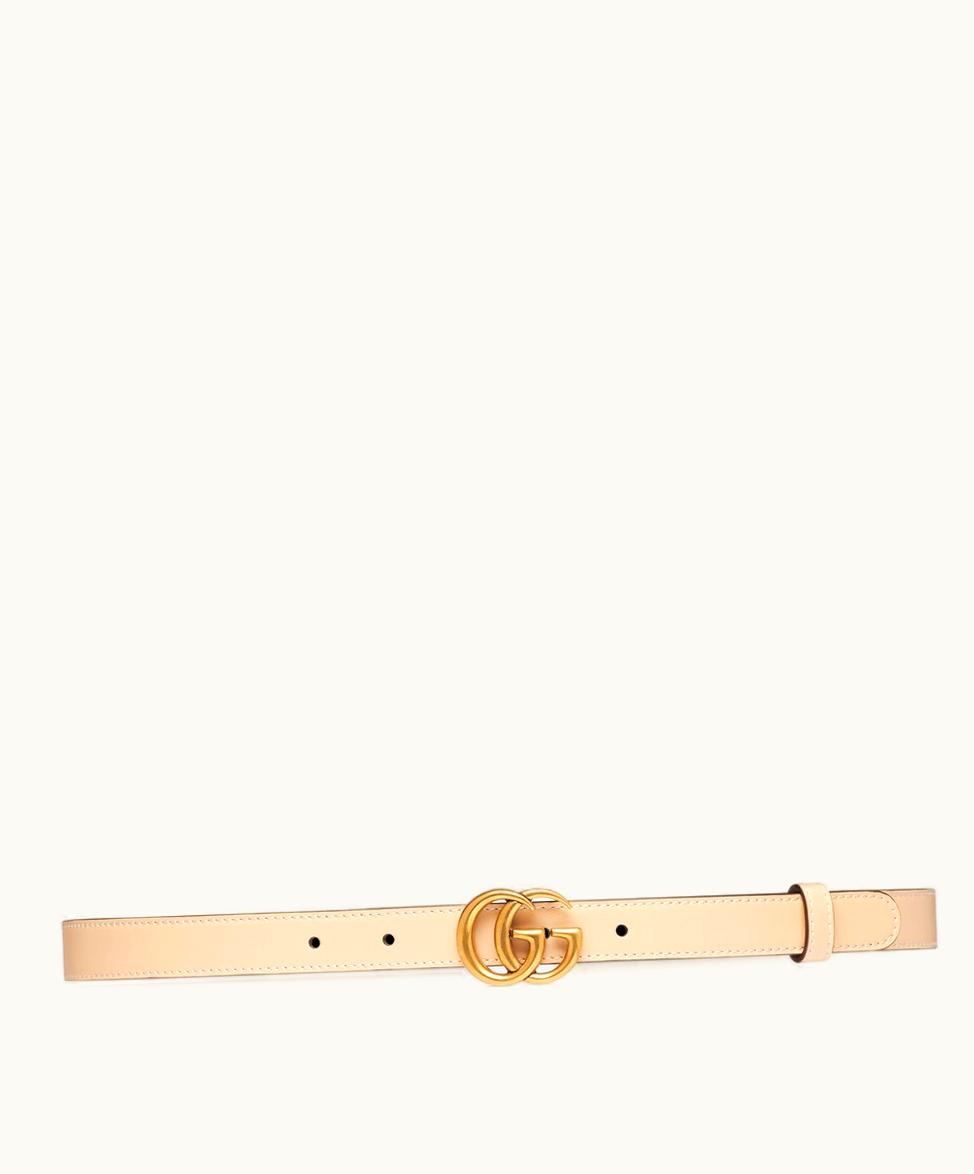 Gucci Gucci GG Marmont Thin Belt Light Beige Leather