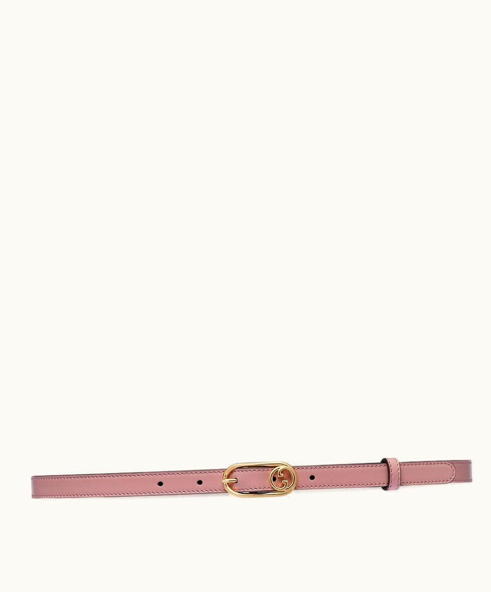 Gucci Gucci Thin Belt With Round Interlocking G Light Pink Leather