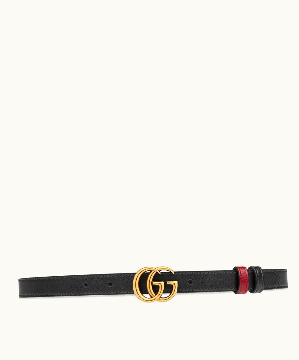 Gucci Gucci GG Marmont Reversible Thin Belt Red Leather
