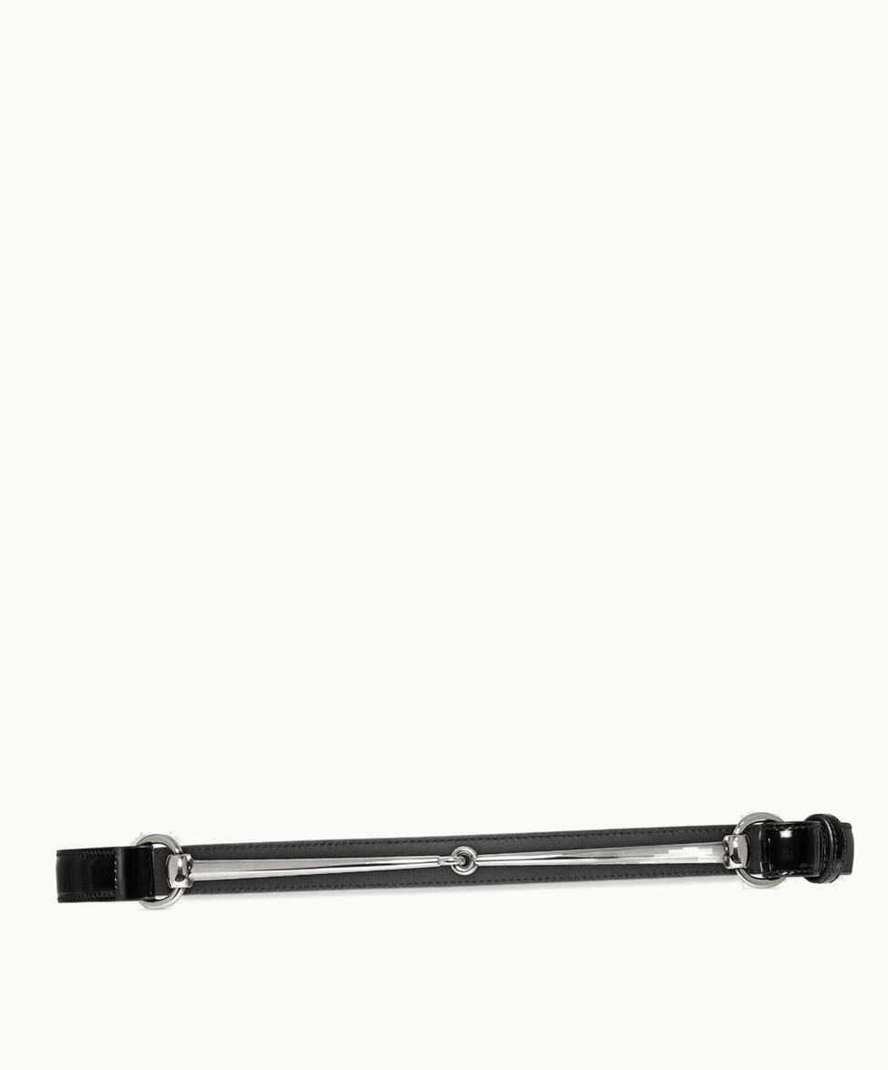 Gucci Gucci Slim Horsebit Thin Belt Black Leather