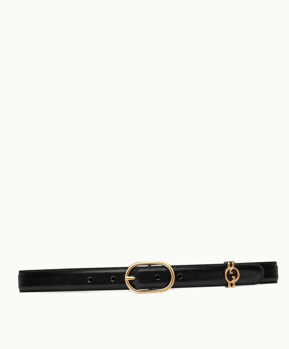 Gucci Gucci Belt With Round Interlocking G Black Leather