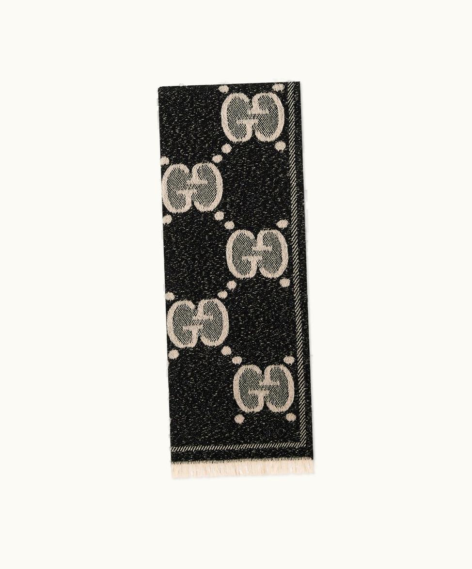 Gucci Gucci GG Wool Jacquard Scarf Black / Ivory GG Wool