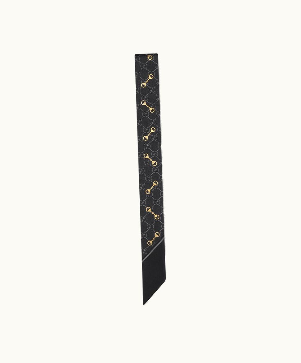 Gucci Gucci GG Print With Horsebit Silk Neck Bow Black