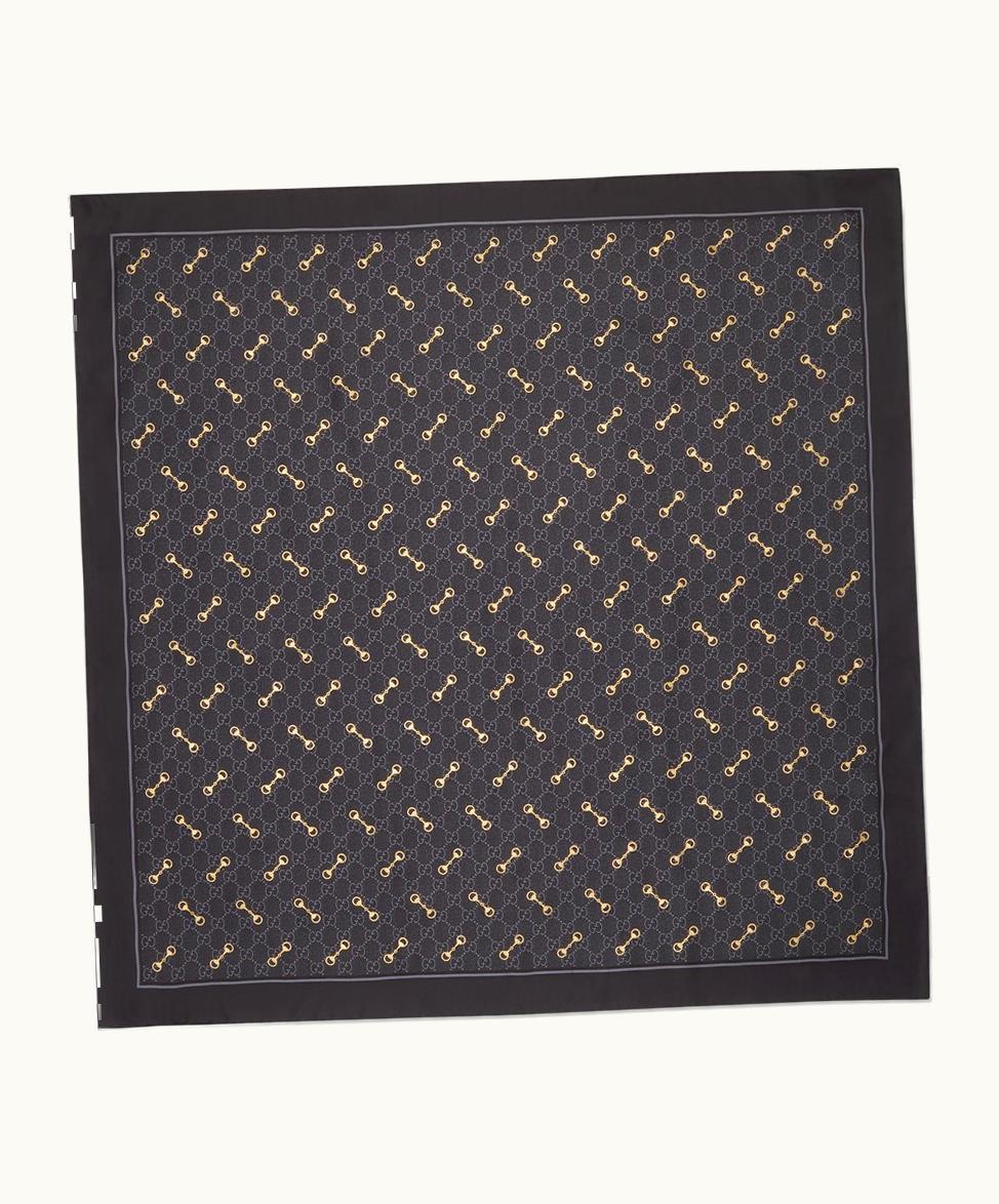 Gucci Gucci GG Print With Horsebit Silk Carré Black