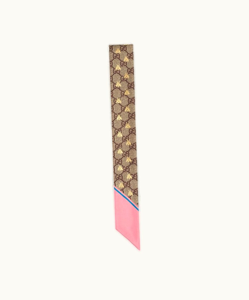 Gucci Gucci GG Bees Silk Neck Bow Pink Silk