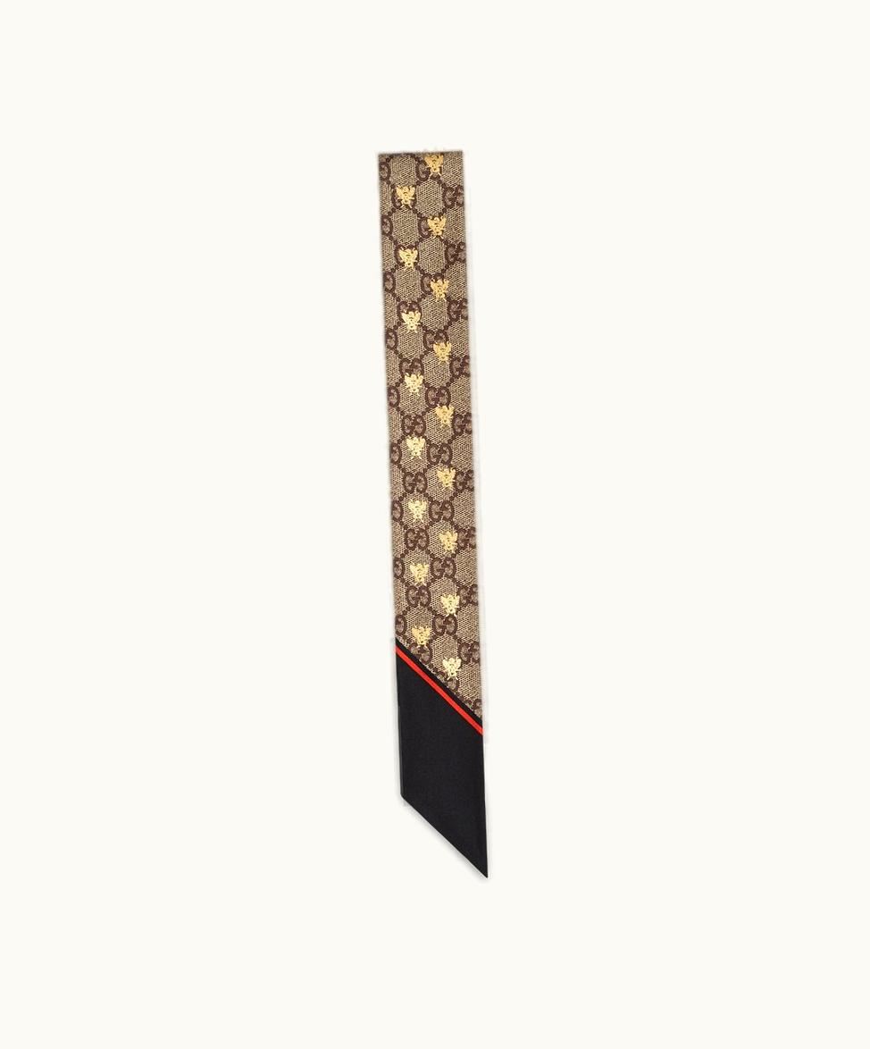 Gucci Gucci GG Bees Silk Neck Bow Black Silk