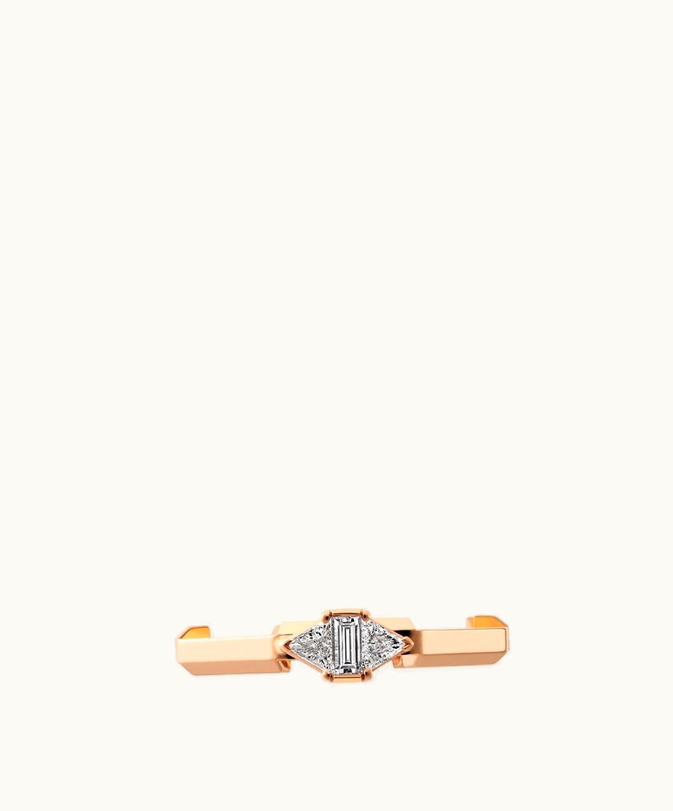 Gucci Gucci Link To Love Baguette Diamond Ring 18k White & Rose Gold