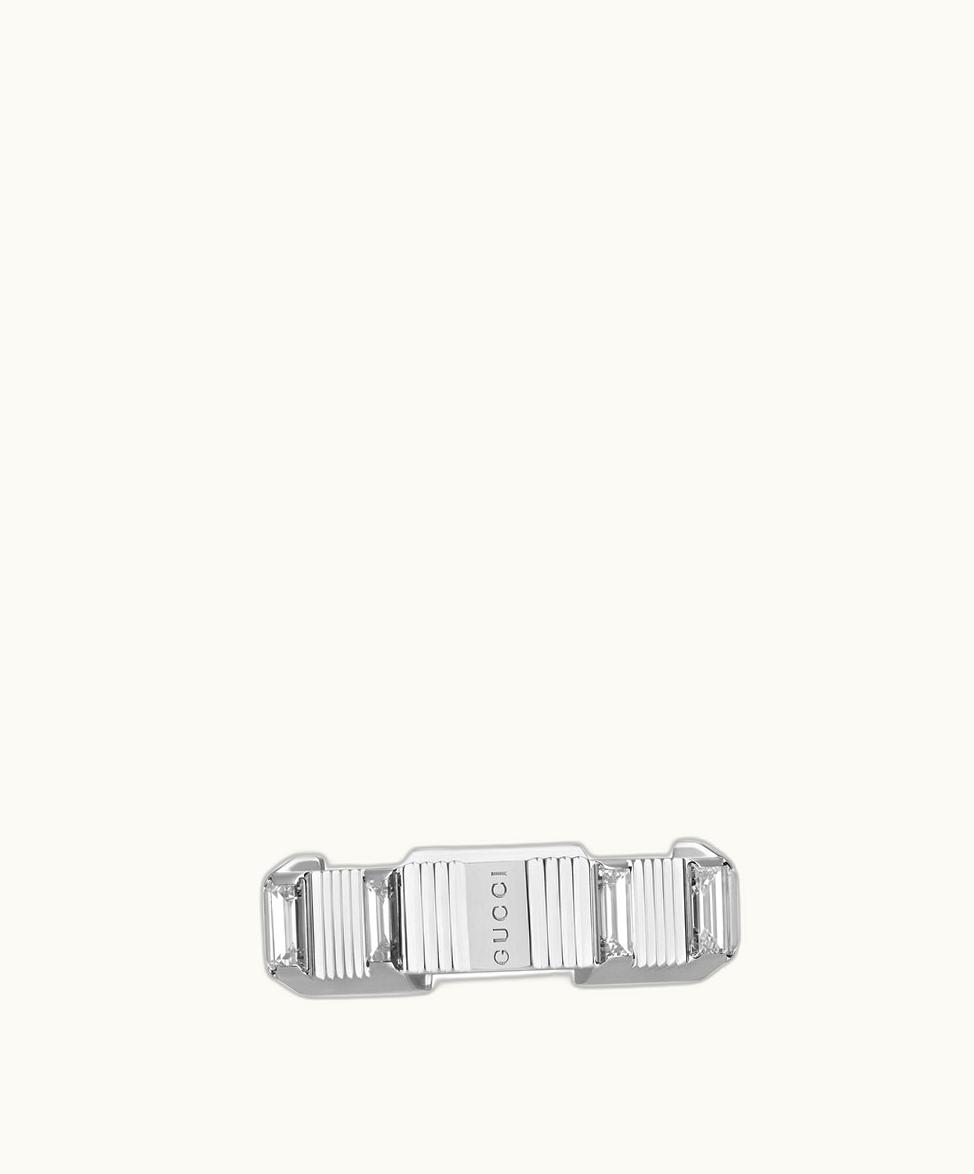 Gucci Gucci Link To Love Ring With Diamonds 750 White Gold