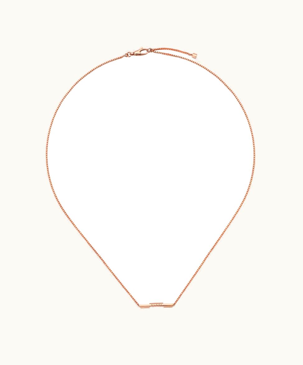 Gucci Gucci Link To Love Necklace With 'Gucci' Bar 18k Rose Gold