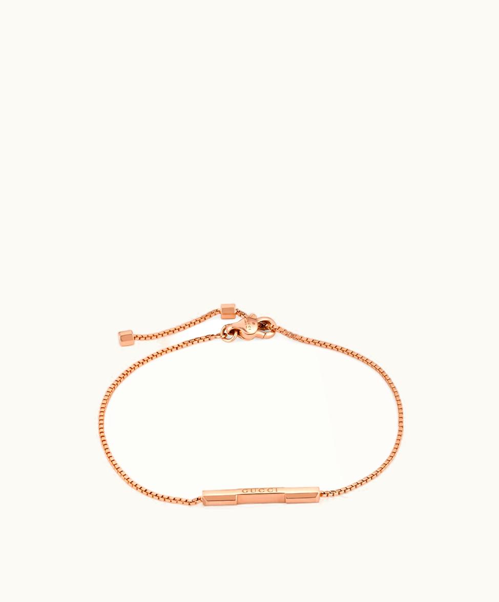 Gucci Gucci Link To Love Bracelet With 'Gucci' Bar 18k Rose Gold