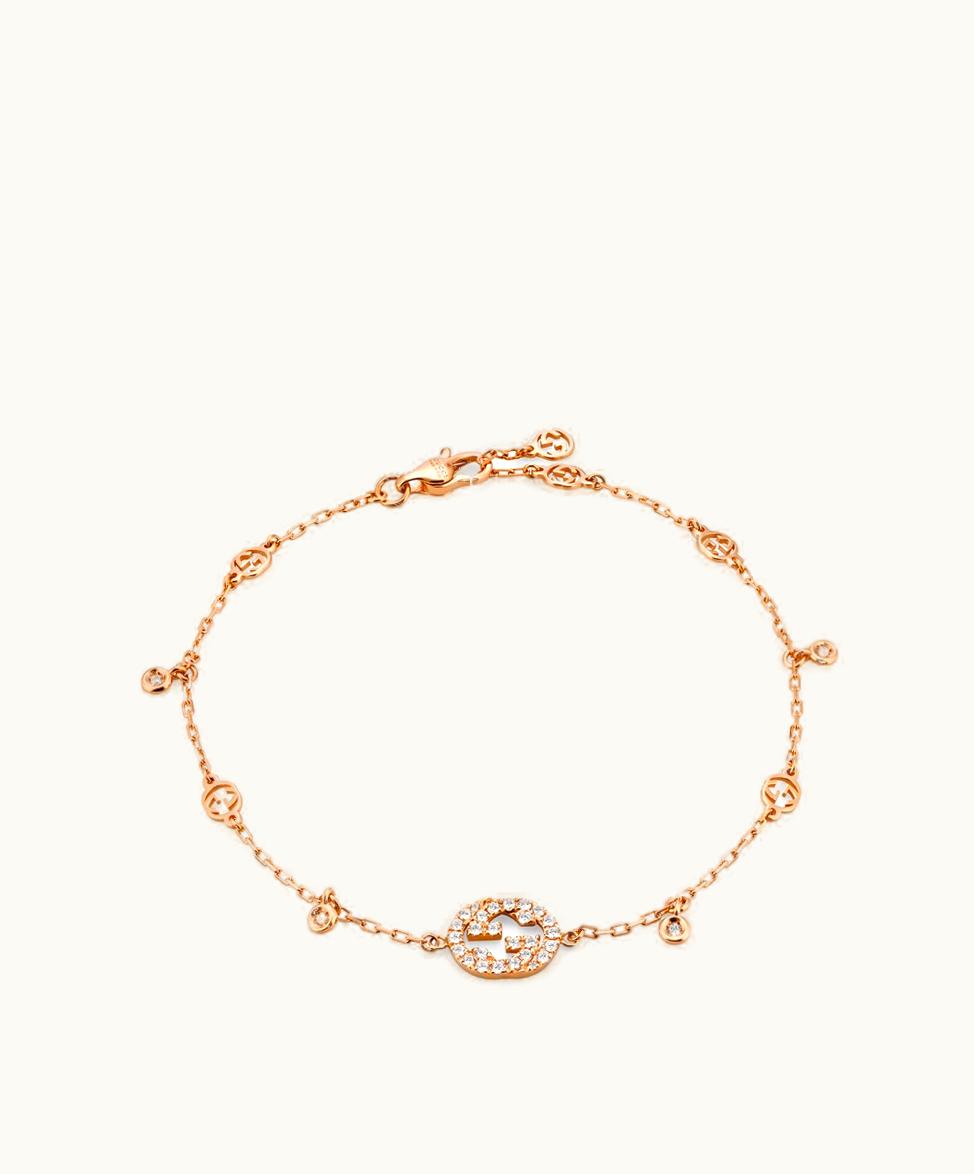 Gucci Gucci Interlocking G Diamond Bracelet 18k Rose Gold