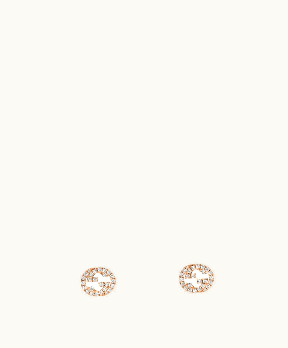 Gucci Gucci Interlocking G Stud Earrings With Diamonds 18k Rose Gold