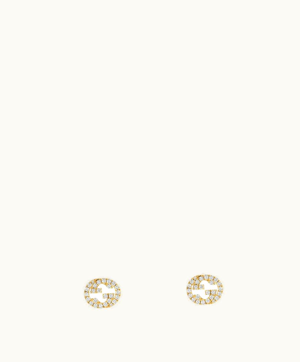 Gucci Gucci Interlocking G Studs With Diamonds 18k Yellow Gold