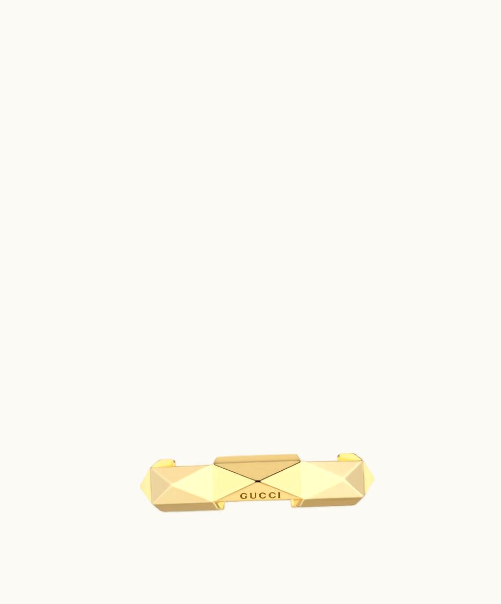 Gucci Gucci Link To Love Studded Ring 18k Yellow Gold Stackable Yellow Gold Ring