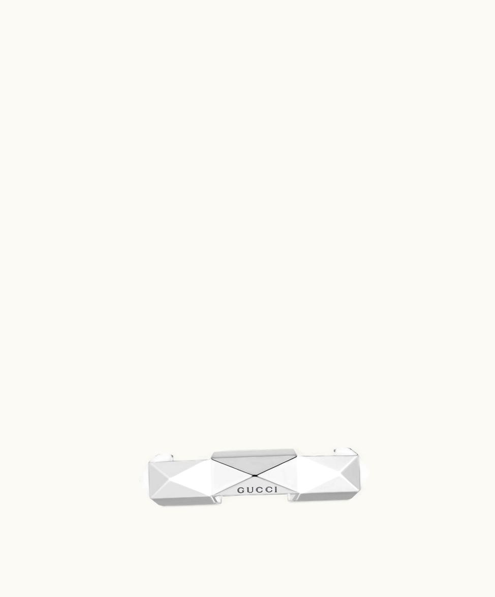 Gucci Gucci Link To Love Stackable Studded Ring 18k White Gold