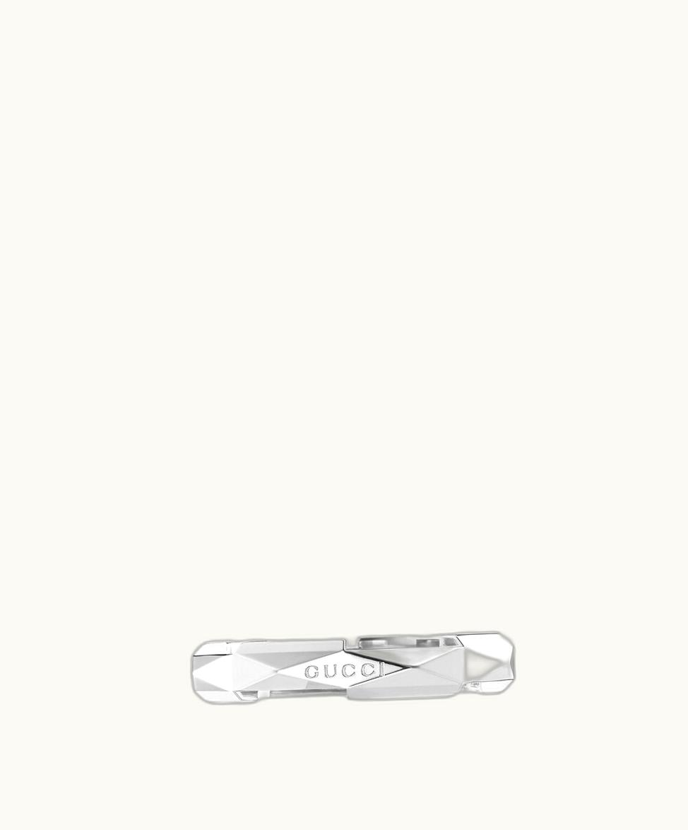 Gucci Gucci Link To Love Studded Ring 18k White Gold - Stackable Design