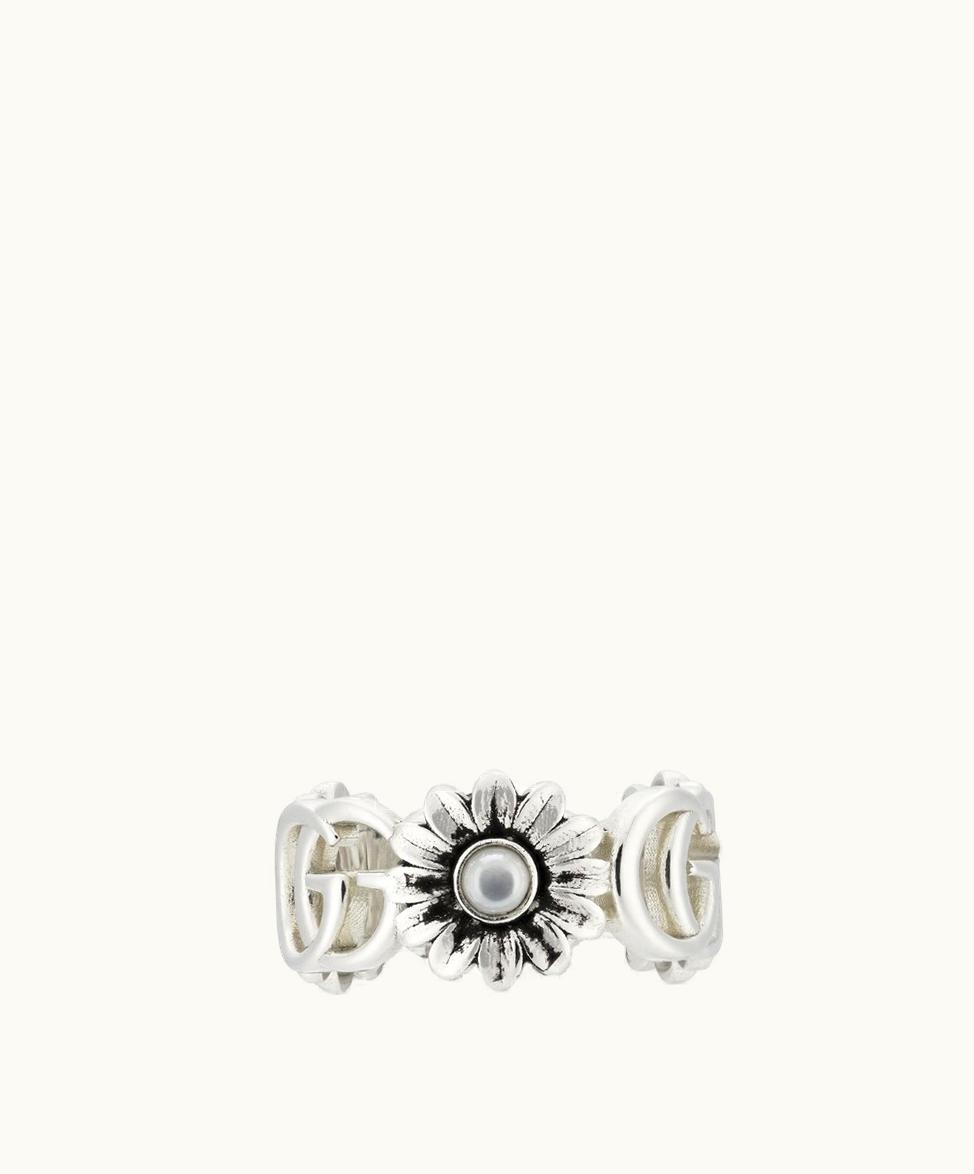 Gucci Gucci GG Marmont Mother Of Pearl Ring 925 Sterling Silver