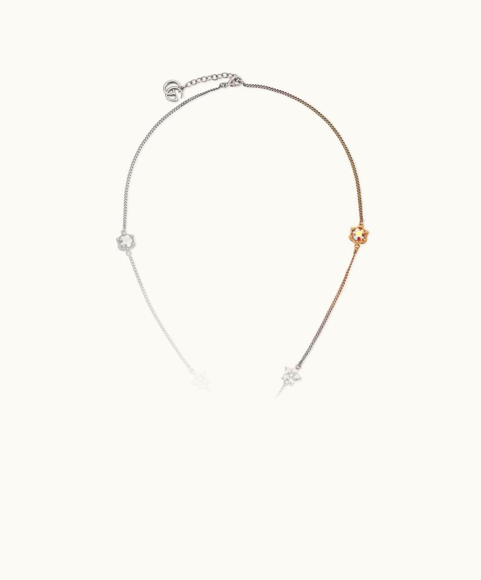 Gucci Gucci Double G Necklace With Crystals Antique Gold-Toned Metal