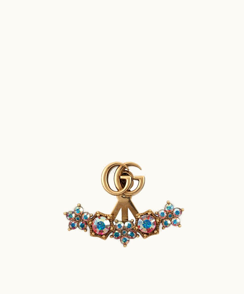 Gucci Gucci Crystal Double G Single Earring Antique Gold-Toned Metal