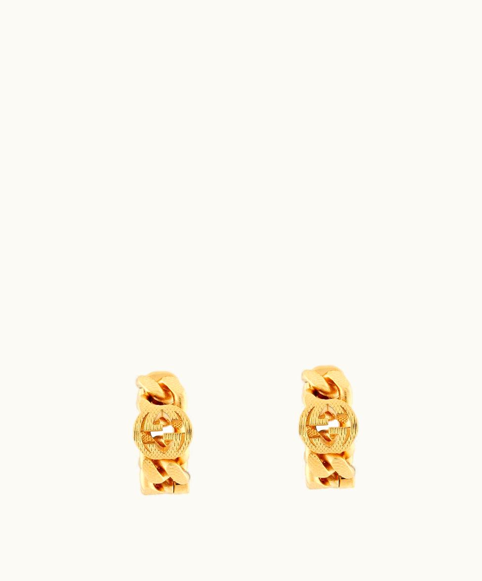 Gucci Gucci Hoop Earrings With Interlocking G Yellow Gold-Toned Metal