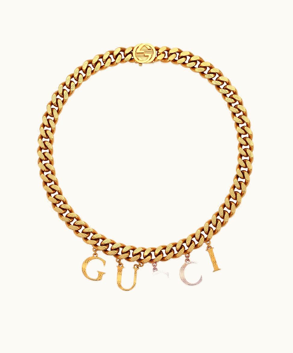 Gucci Necklace With Gucci Script Yellow Gold-Toned Metal