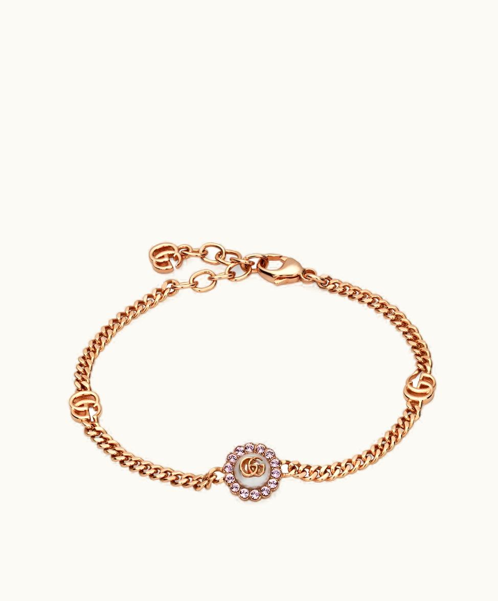 Gucci Gucci Double G Flower Bracelet Rose Gold-Toned Metal