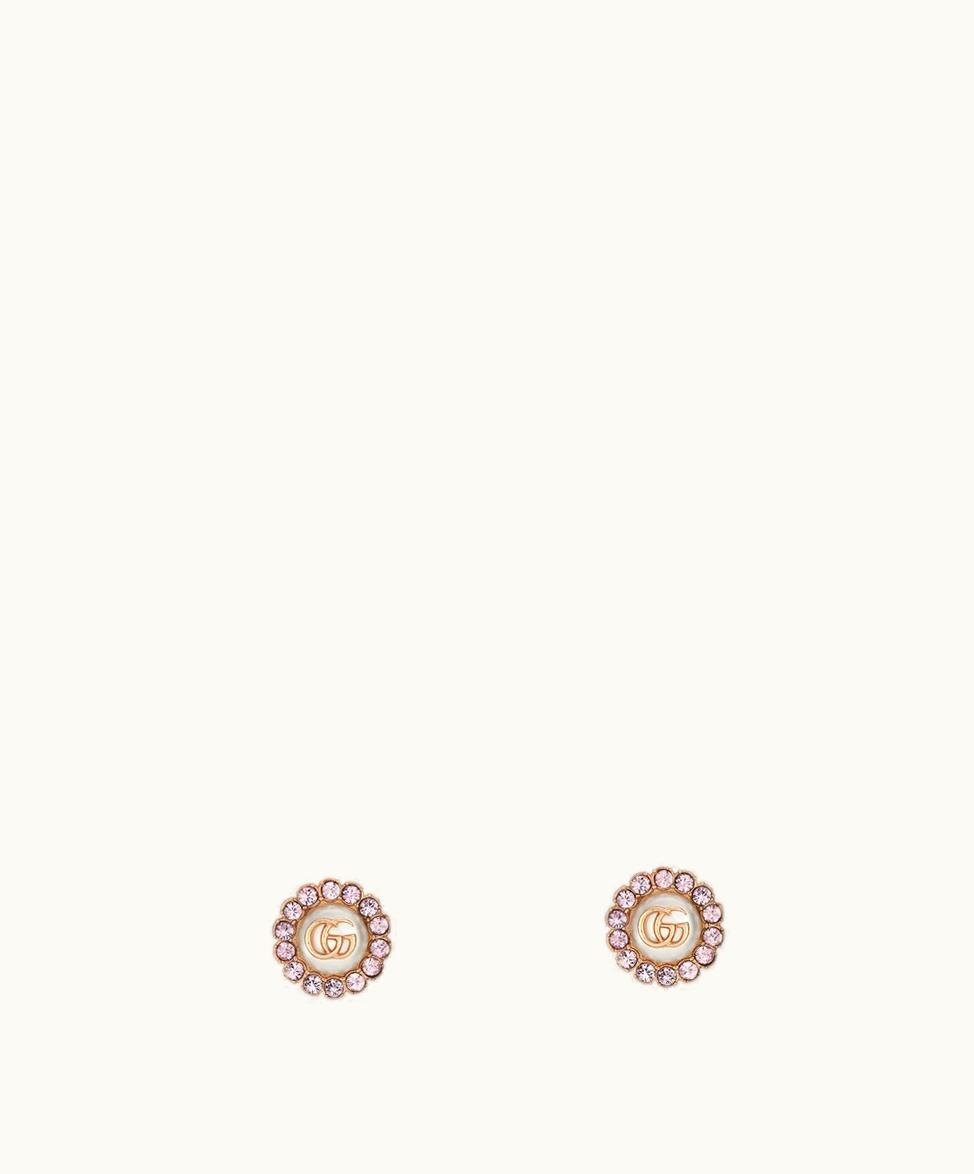 Gucci Gucci Double G Flower Stud Earrings Rose Gold-Toned Metal
