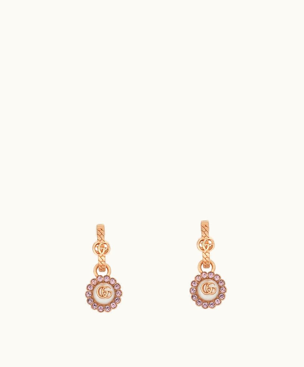 Gucci Gucci Double G Flower Hoop Earrings Rose Gold-Toned Metal