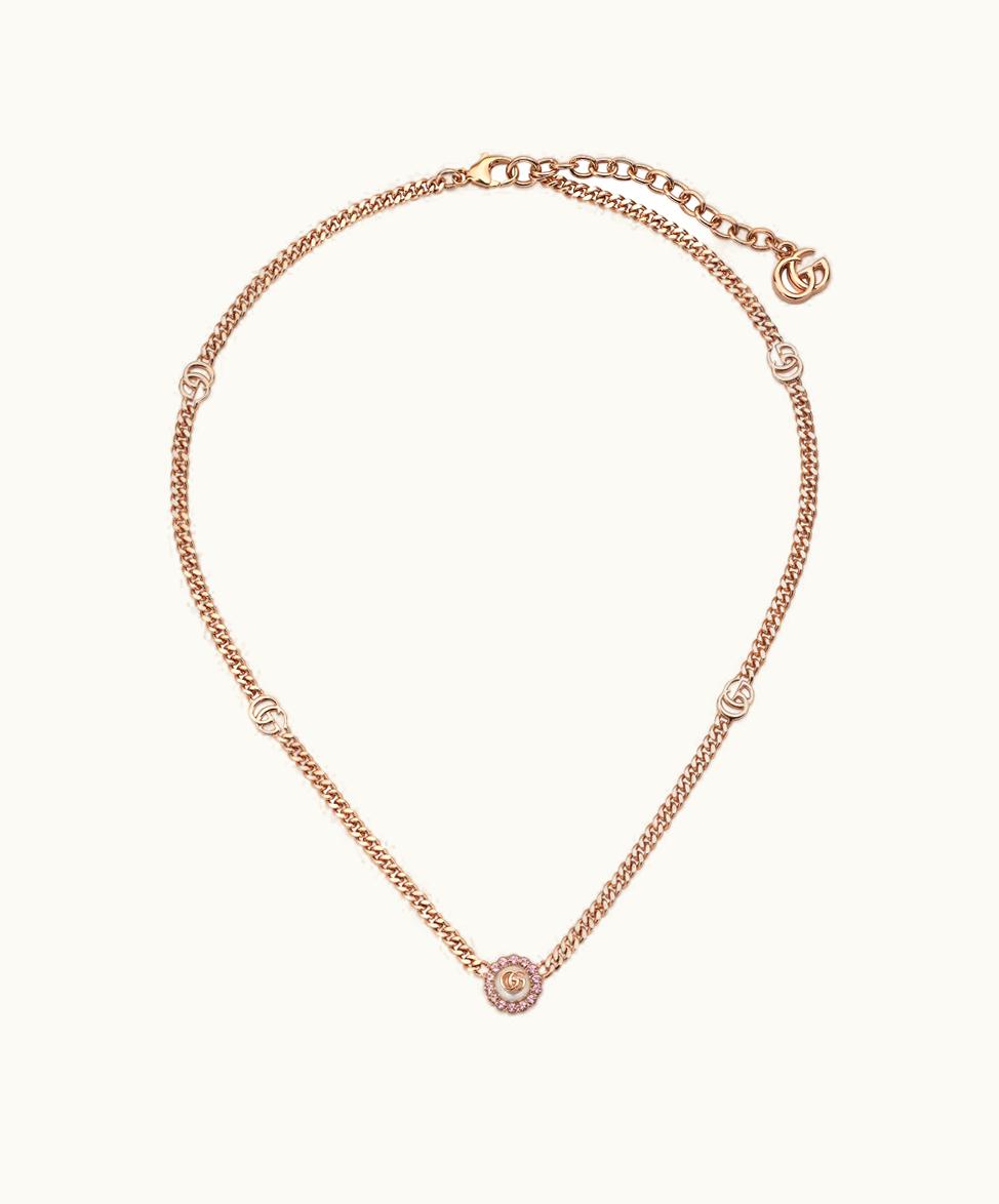 Gucci Gucci Double G Flower Necklace Rose Gold-Toned Metal