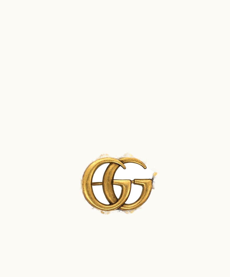 Gucci Gucci Metal Double G Brooch With Crystals Crystals