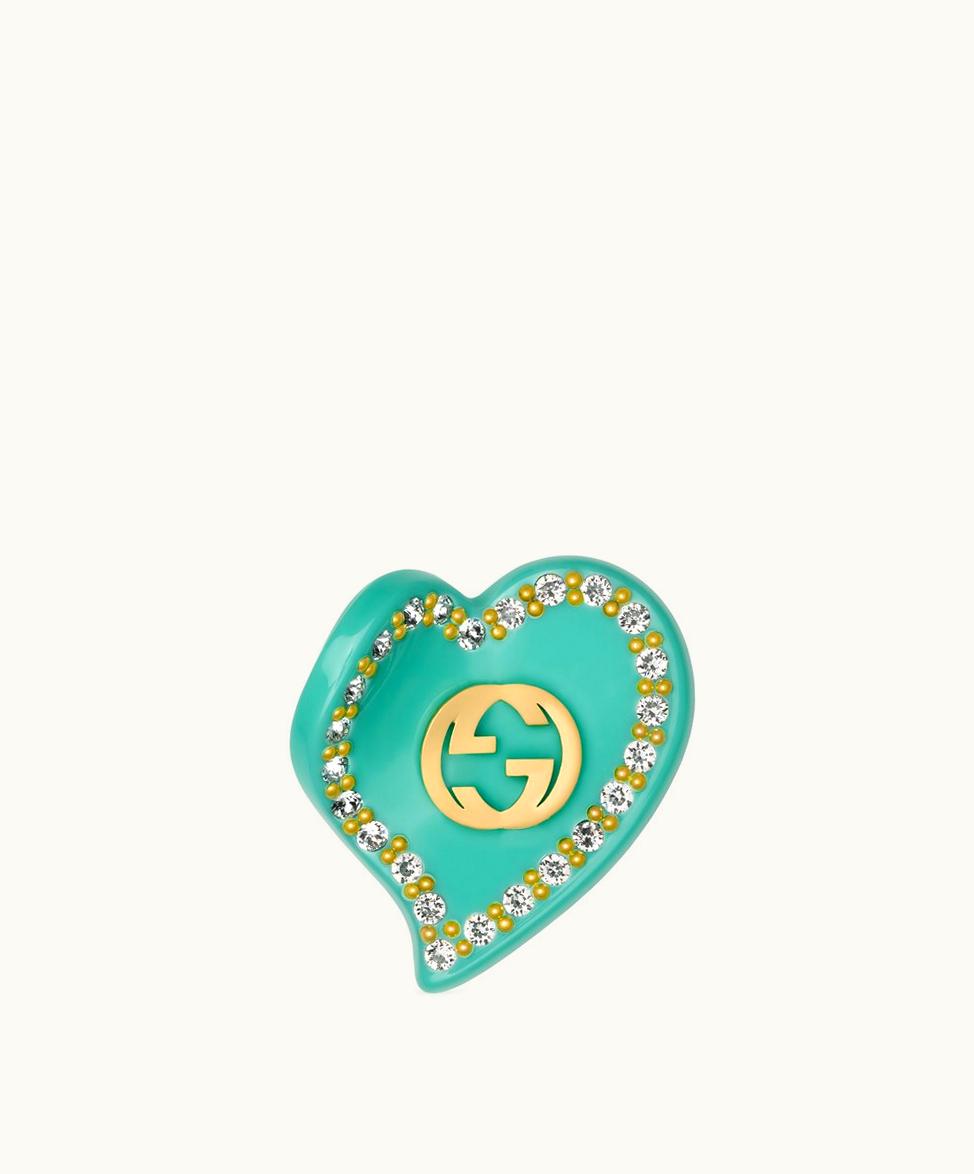 Gucci Gucci Interlocking G Heart Hair Clip Gold Resin
