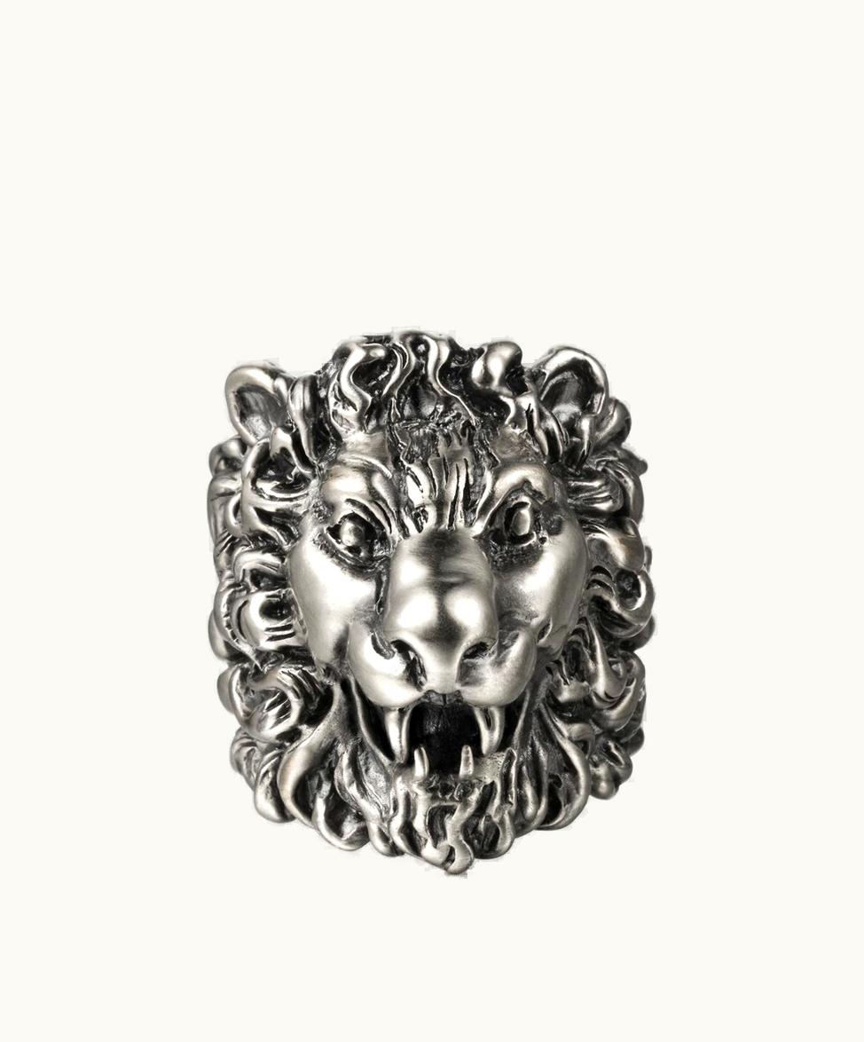 Gucci Gucci Ring With Lion Head Aged Palladium Finish