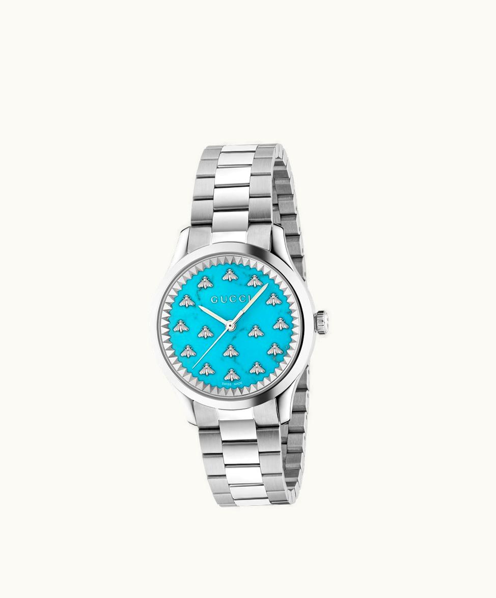 Gucci Gucci G-Timeless Turquoise Bee Watch, 32MM Steel