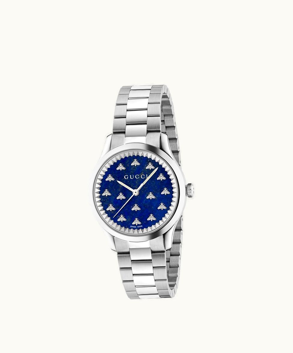 Gucci Gucci G-Timeless Lapis Stone Watch With Bees, 32 MM Steel