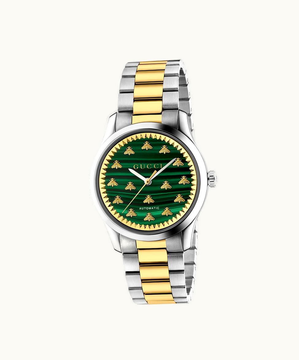 Gucci Gucci G-Timeless Watch With Bees, 38 MM Steel And Yellow Gold Pvd