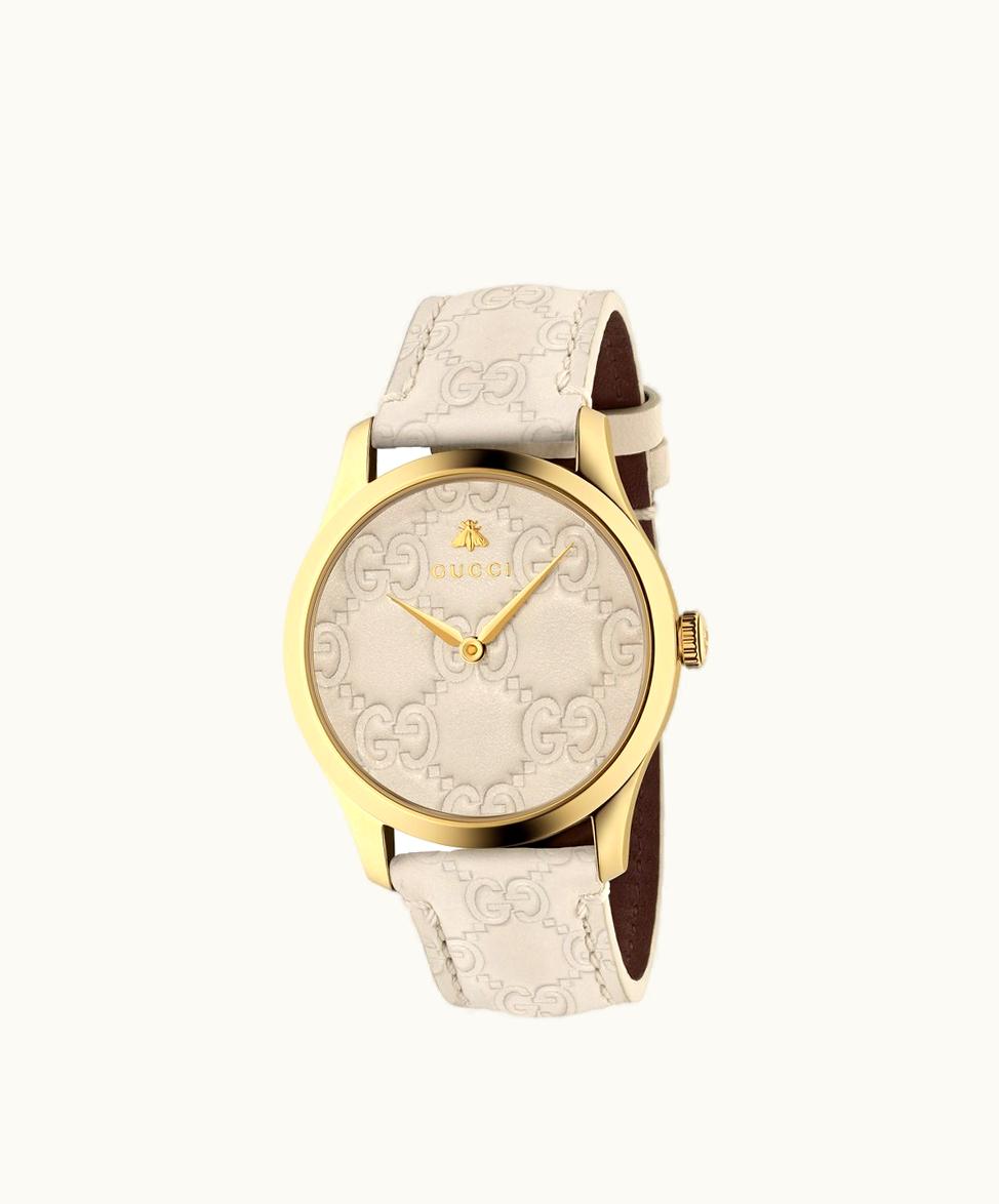 Gucci G-Timeless Watch, 38mm White Gucci Signature Leather
