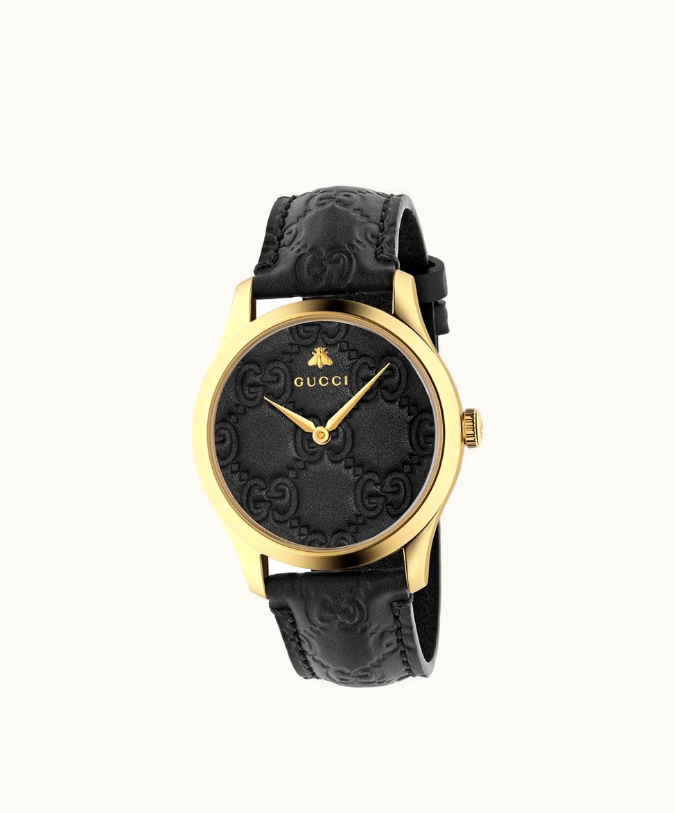 Gucci G-Timeless Watch, 38mm Black Gucci Signature Leather