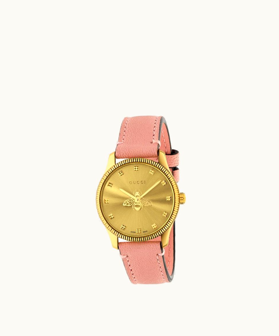 Gucci Gucci G-Timeless Watch With Bee, 29 MM Light Pink Lambskin