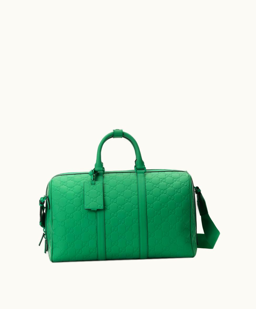 Gucci Gucci GG rubber-effect Medium Duffle Bag Green rubber-effect Leather