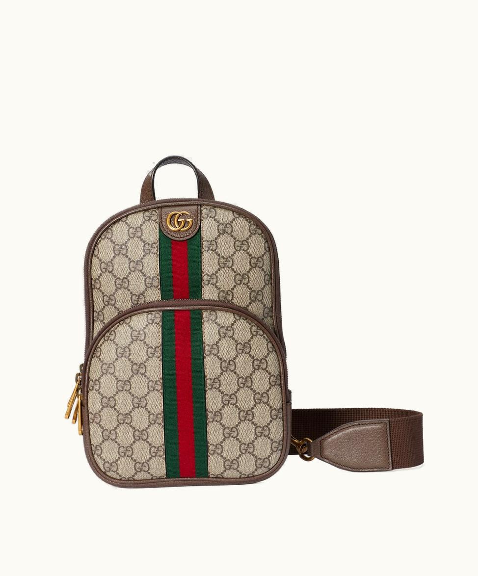 Gucci Gucci Ophidia GG Men's Crossbody Bag Beige And Ebony GG Supreme